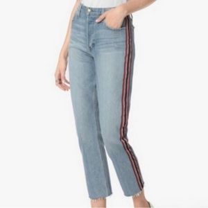 Joe's Jeans Smith High Rise
Straight Leg Ankle Jean Side
Stripe Raw Hem Size 27